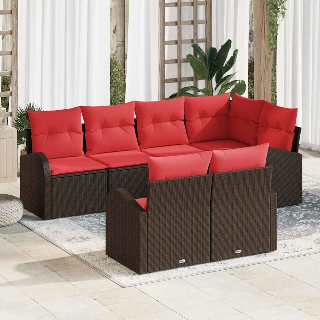 Garden Sofa Set Brown Poly Rattan