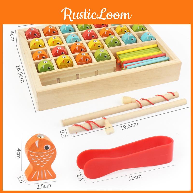 Educational Wooden Fishing Game For Children With Magnetic Fish Learning Puzzle For Kids