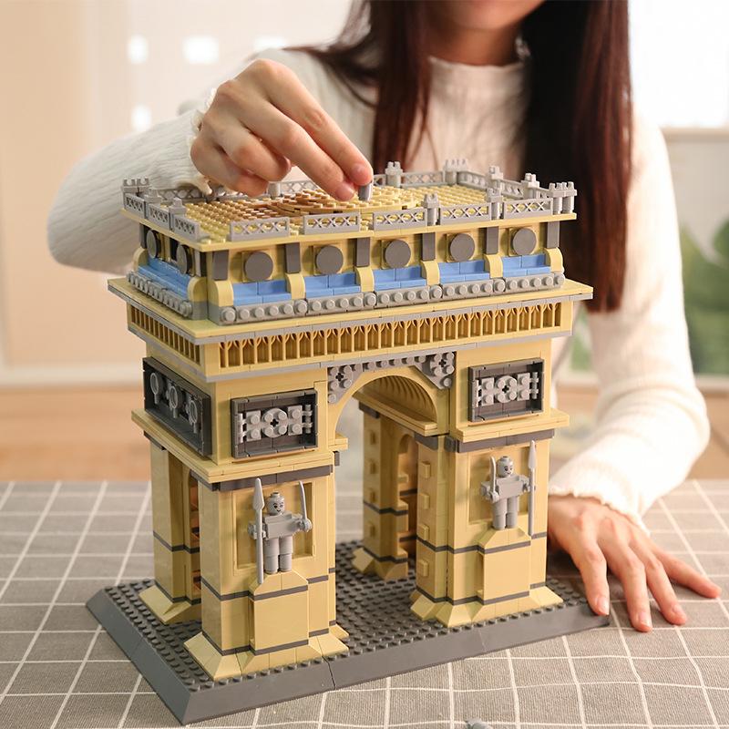 Creative World Famous Architecure Triumphal Arch Block Triumphal Arch Paris France Construction Blocks Model Playset Plaything For Gifts