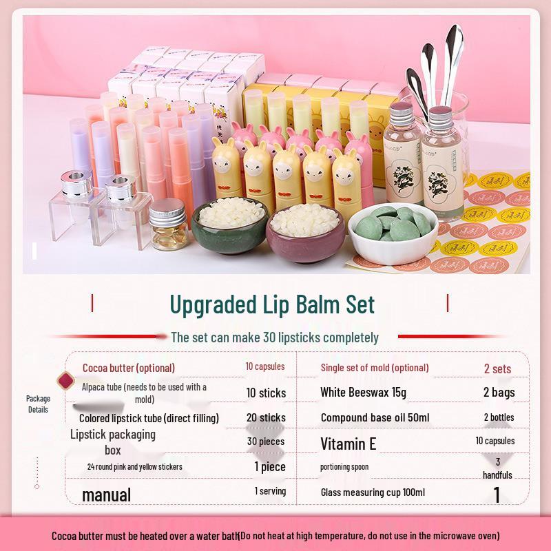 

Набор для самостоятельного изготовления помады: Набор какао-масла, красителей, инструментов и форм