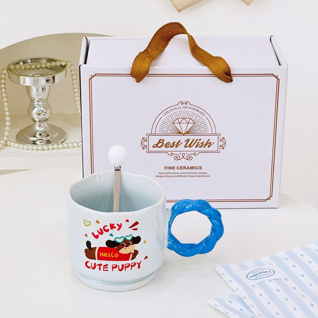 Creative Mug Mushroom Styling Cartoon Cute Ceramic Cup High Value Water Cup with Lid Hand Gift Gift