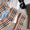 Calzini Trendy Europei e Americani Haute Couture Stile Britannico Nicchia Calzini a Quadretti Donna Retrò a Strisce Contrasto Calzini a Tubo Medio e Calzini