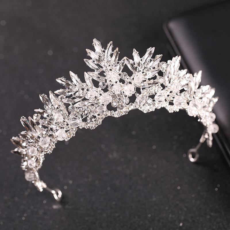 Coroană de Nuntă Baroc Coroană de Mireasă Baroc cu Cristale Negre cu Strasuri Coroană Handmade Cadou