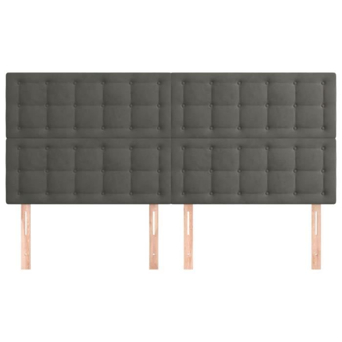 VidaXL Têtes de lit 4 pcs Gris foncé 90x5x78-88 cm Velours3116827