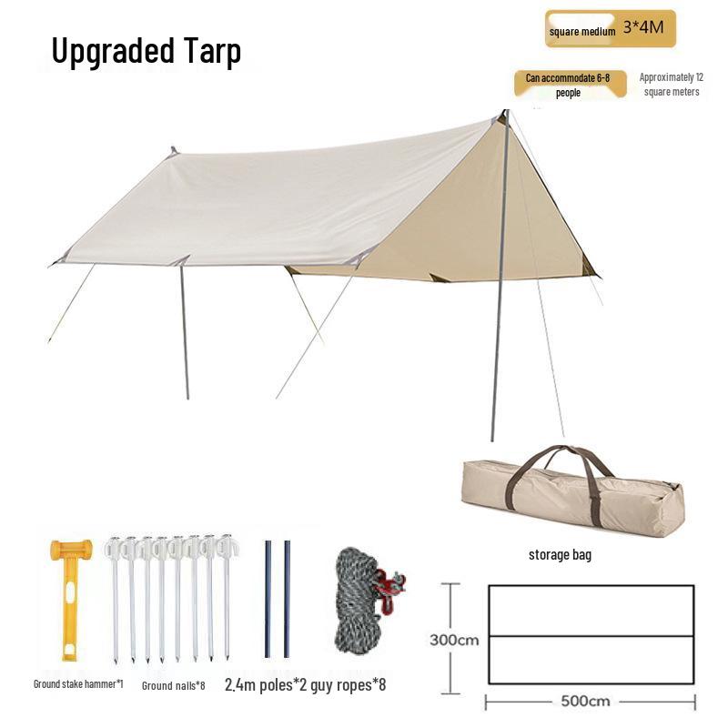 Extra Large Windproof Canopy Tent: Sunshade & Rainproof Portable Shelter for Camping, Beach, and Picnic