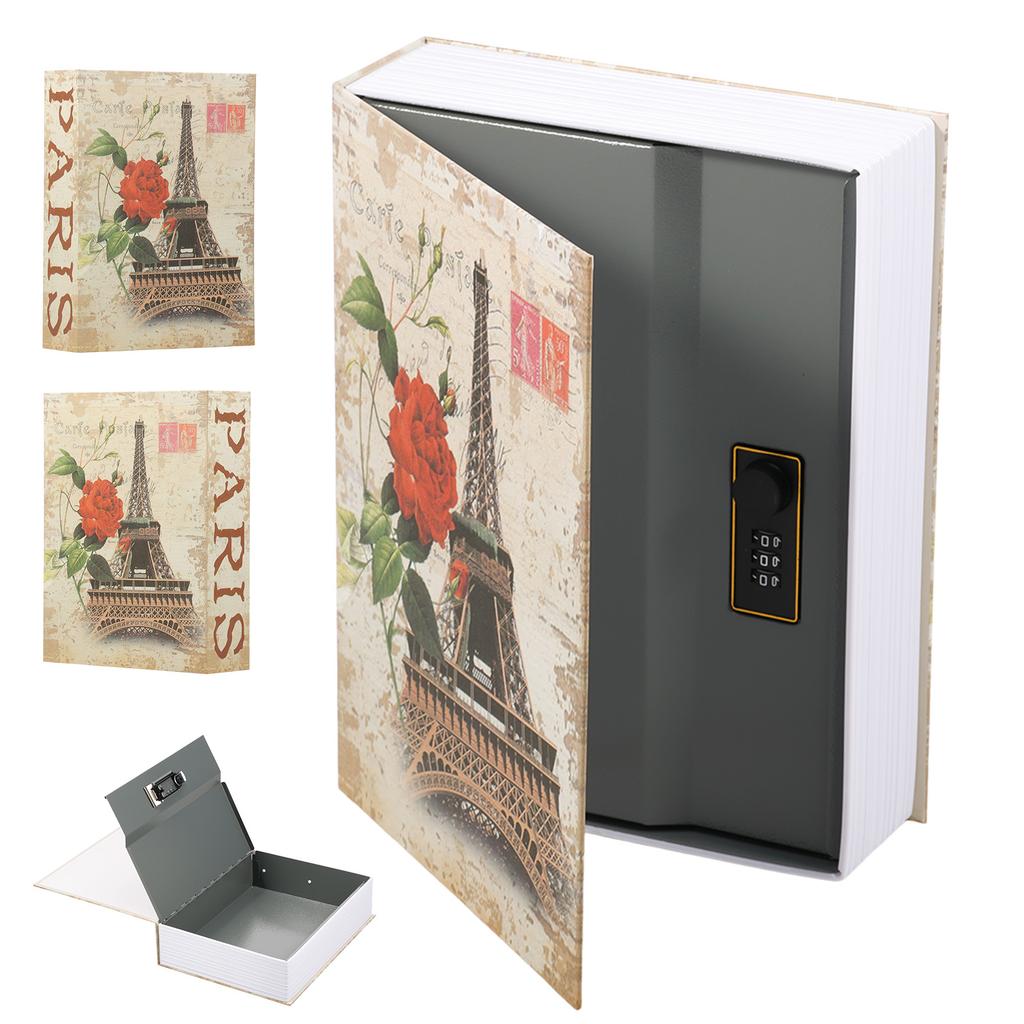 Large Decorative Book Safe with Combination Lock 10.43" × 7.87" × 2.56" Hidden Storage Diversion Box for Cash Phone Passport
