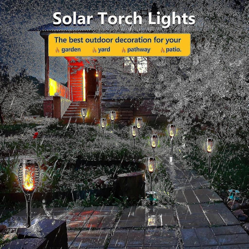 Outdoor Solar Flame Lights - 6 Pack Waterproof Solar Torch Light, Solar Flickering Flame Light For Decor, Garden, Patio, Paths