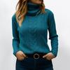 Women's Fashionable Solid Color High Neck Long Sleeved Sweater Pullover Sweater Top