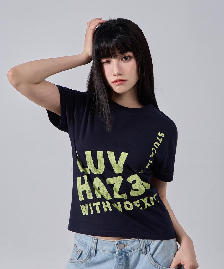 ALVINCLO [Women] No Exit Semi-Crop Short Sleeve T-Shirt Ast3704 (4 Colors)