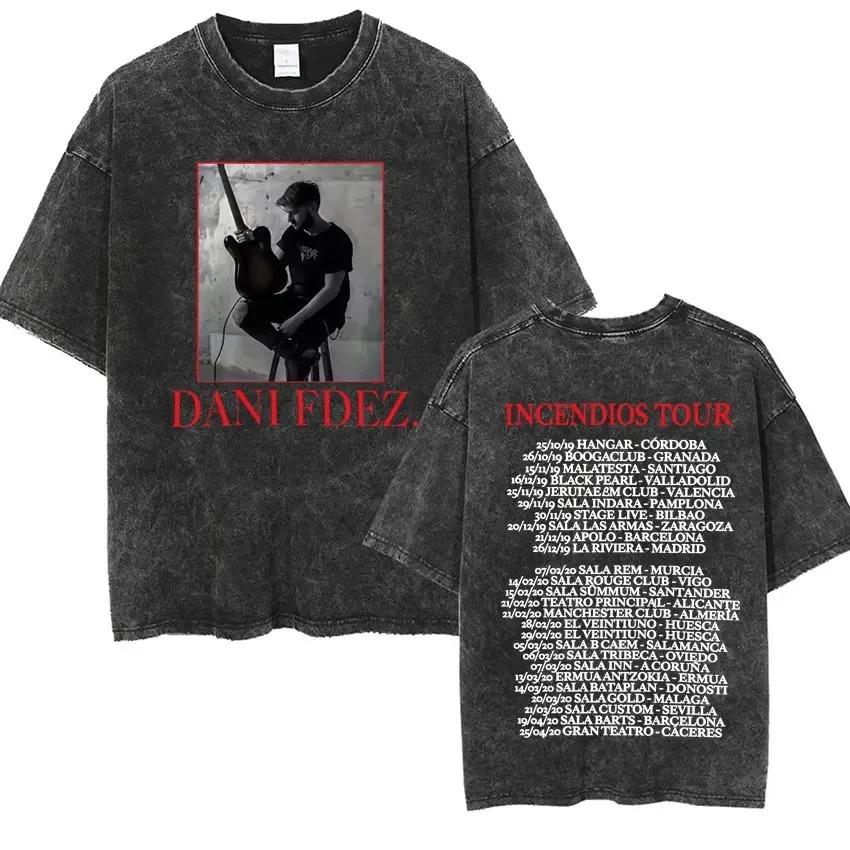 Vintage Washed TShirt Rapper Dani Fernandez Fashion Album Print Harajuku Style Loose Comfort Casual Women And Men Tshirt