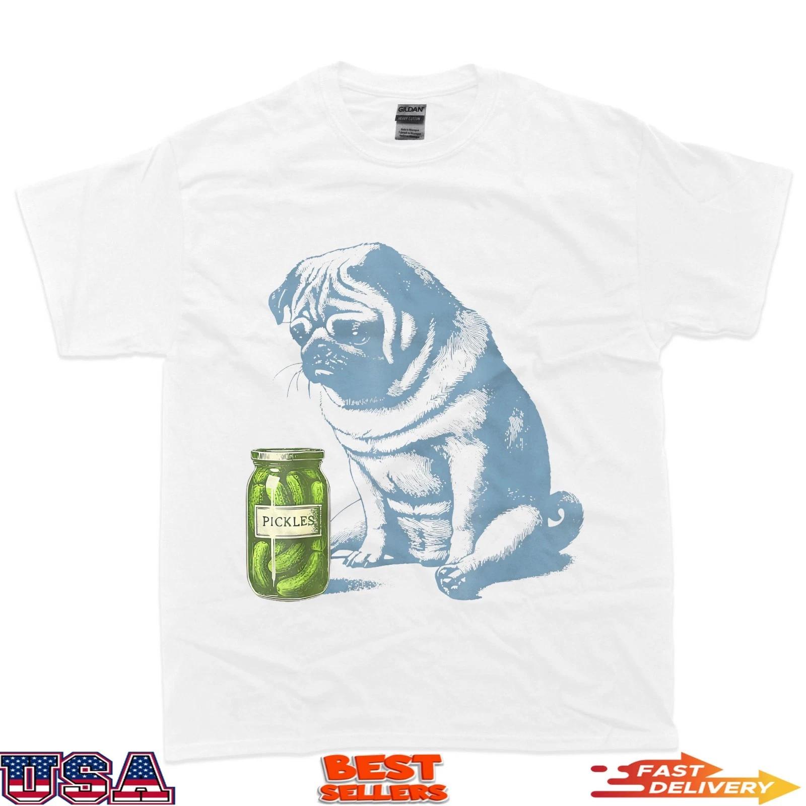 Vintage Pug Dog Pickle Jar T-Shirt L