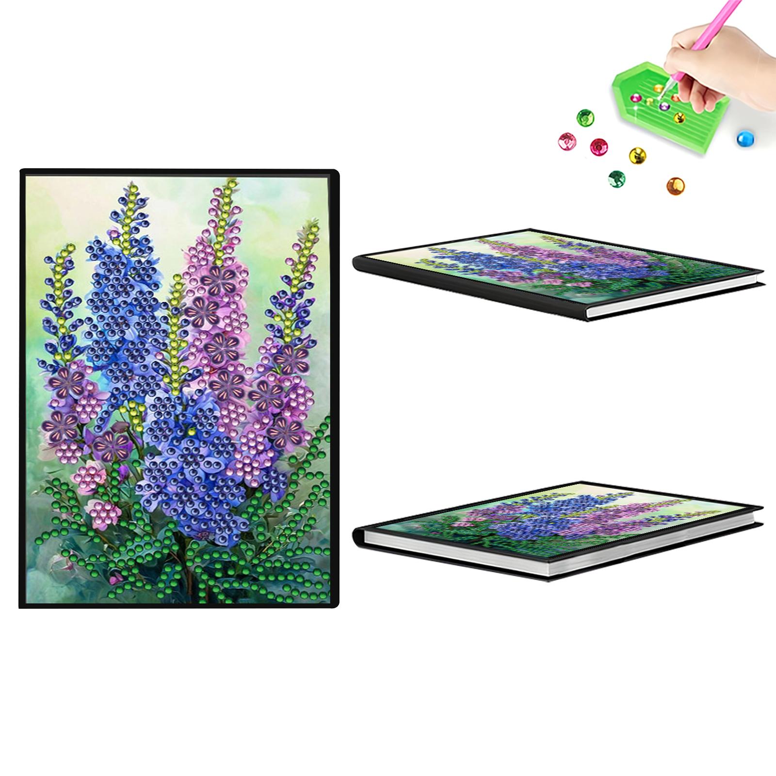 

5D DIY Diamond Painting Diary Book Diamond Art Sets Diamond Art Painting Notebook Kit Single-Sided Drill Holiday Birthday Gift фиолетовый