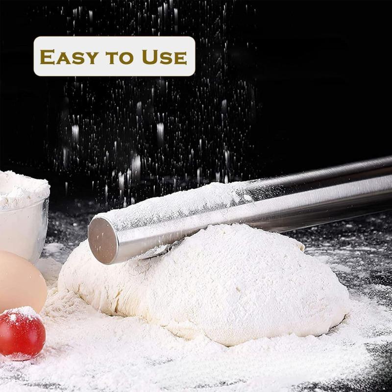 20/25/30cm Stainless Steel Non-Stick Rolling Roller Dough Bake Pizza Pastry Embossed Roller Surface Rolling Pin Kitchen Utensils