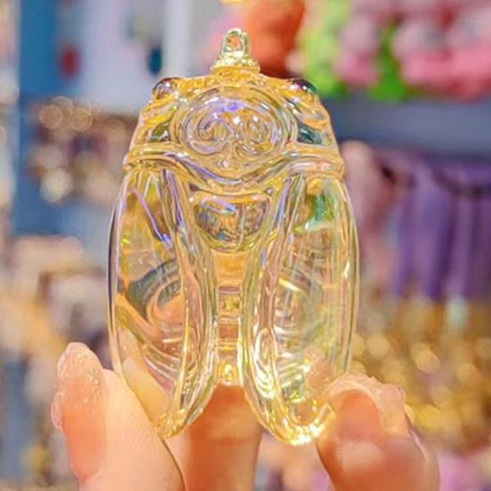 Keychain Strong Load-Bearing Macaron Color Beads Key Chain with Glitter Cicada Pendant Portable Anti-Lost Mobile Phone Chain Bag Hanger