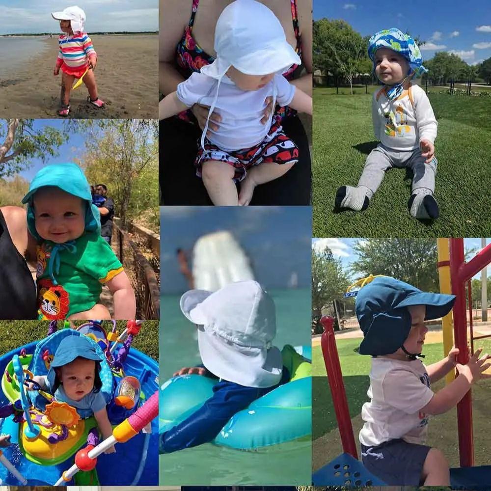 Baby Summer Sun Hat 2 To 5 Years Kids Anti-UV Beach Panama Hat Wide Brim Neck Protection Outdoor Travel Toddler Sun Caps
