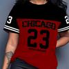 Digital Print Contrast Striped Season Women's Casual Fashion Sports Versatile Short-sleeved Tops