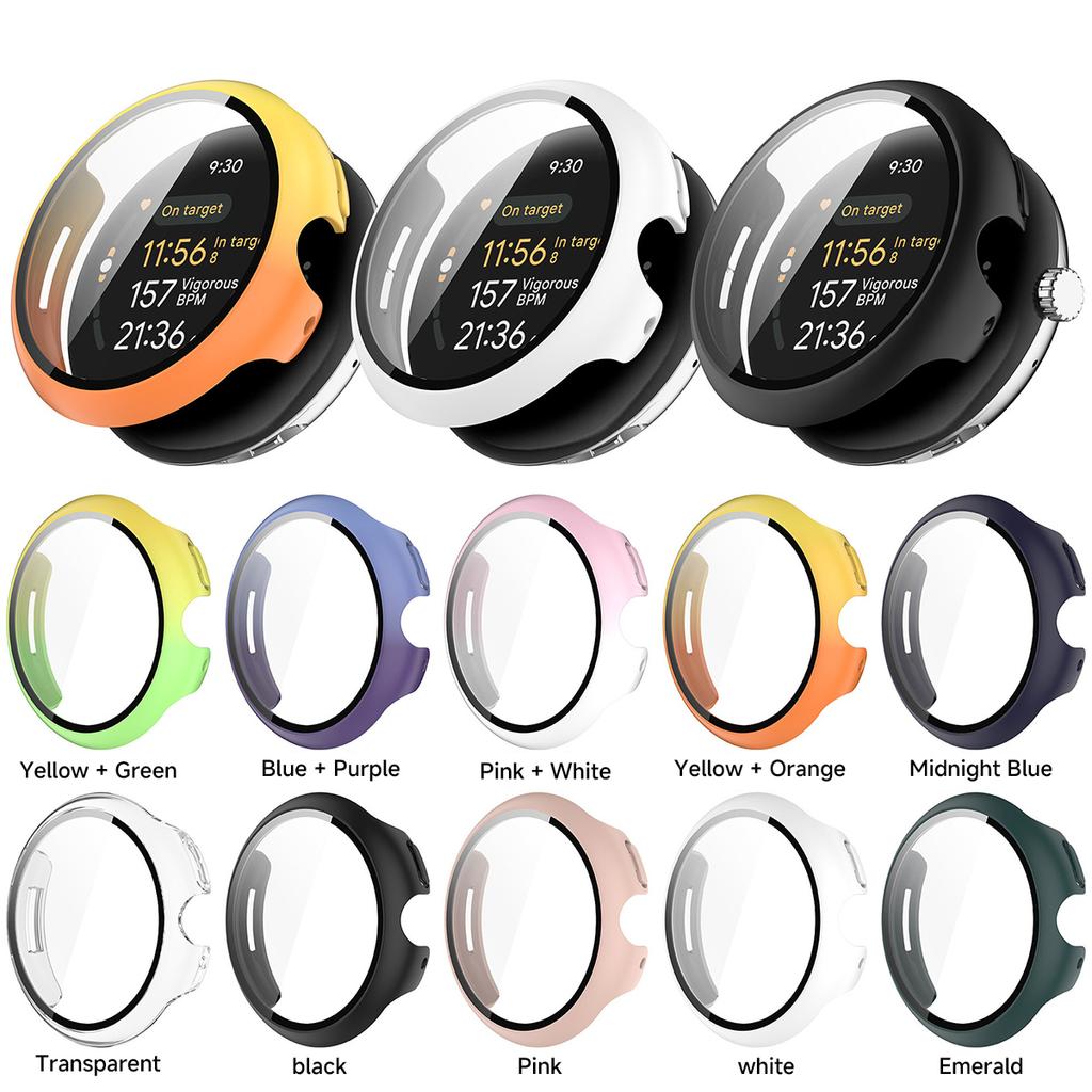 Case+Glass for Google Pixel Watch 3 45mm 41mm PC All-around Bumper Anti-scratch Protective Cover + Screen Protector Accessories