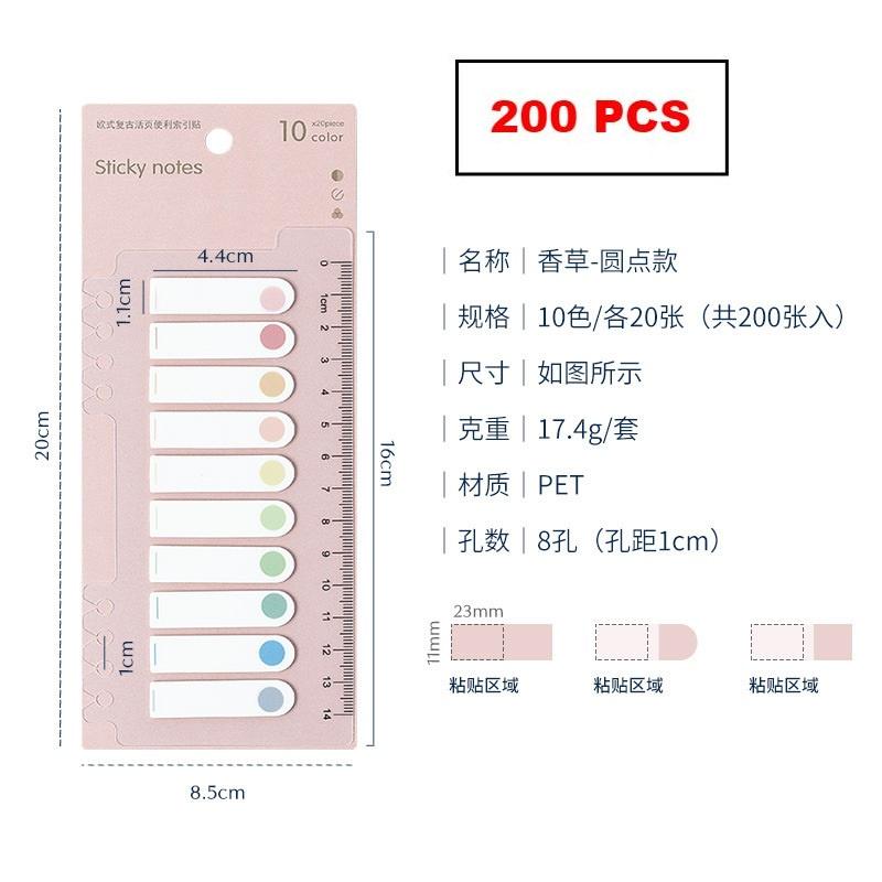 200 Stück bunte Haftnotizen, Index, Haftnotizen, Planungserinnerung, Notizen, Notizblock, Etikettenaufkleber, Lesezeichen, Notizblock, Schulbürobedarf