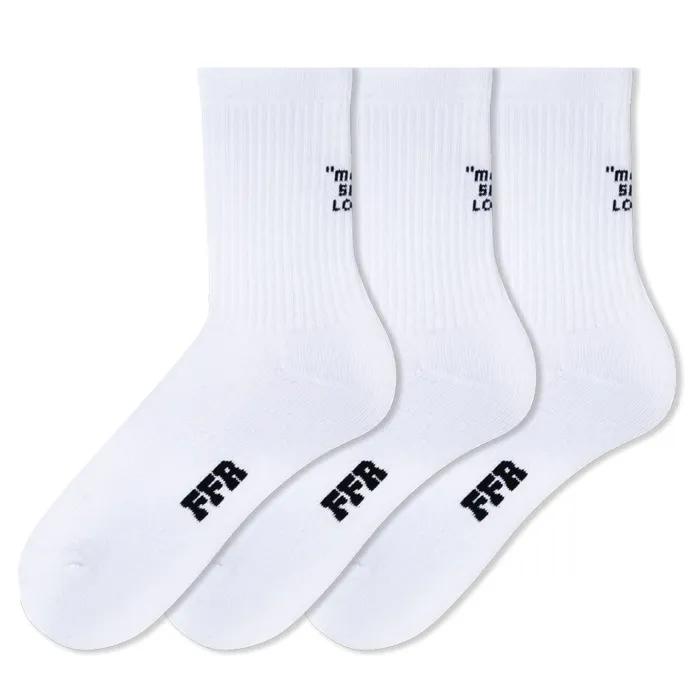 Basic Plain Sports Cushion Long Socks Set 3-Pack