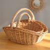 M-Modern-Willow Fruit Picnic Basket Rattan Egg Basket Kitchen Storage Basket Bamboo Portable Vegetable Basket Storage Basket