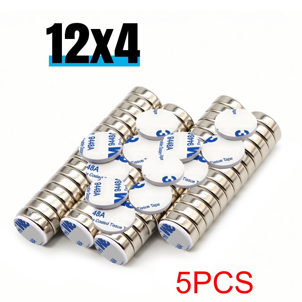 

12x4mm Super Powerful Round Neodymium Magnet With double-sided adhesive Magnet N35 Strong Permanent Magnetic refrigerator imanes