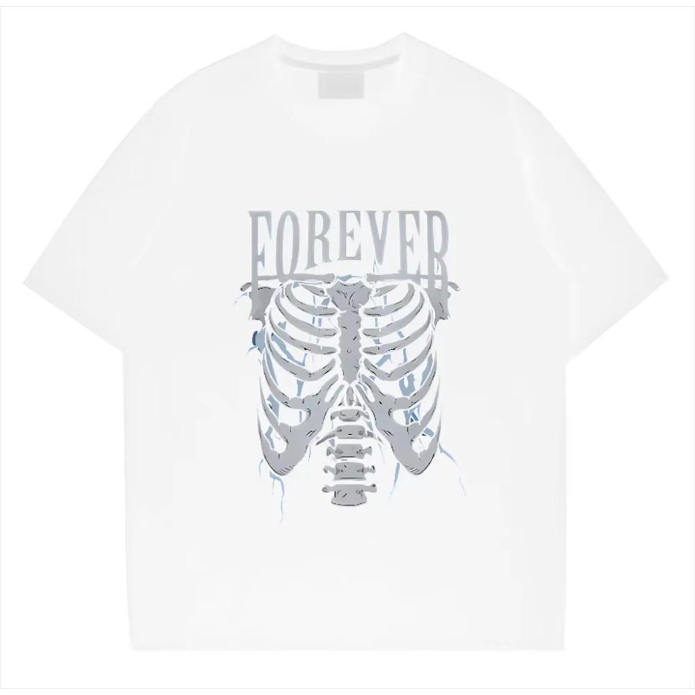 Hip Hop Men T-shirt Skeleton Frame Street Short Sleeve Black T Shirt High Quality Loose Breathable Short Sleeve New Fashion Tops