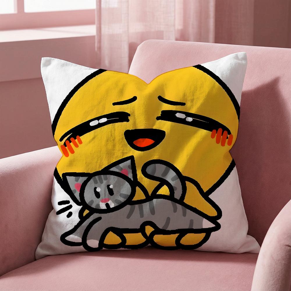 S-Soybean Expression2 EMOTICON Cushion Cover Multi-Scene Pillow Cover for Home & Car - Reversible, Soft & Durable for Daily Use
