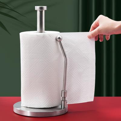 Edelstahl-Papierhandtuchhalter, stehender Papierhandtuchrollenhalter für Küche und Badezimmer, Papierhandtuchhalterständer mit beschwerten Saugnäpfen