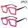 Two Dimensional Flat Lens Ins Square Anti-blue Glasses Frame Personality Trend Glasses