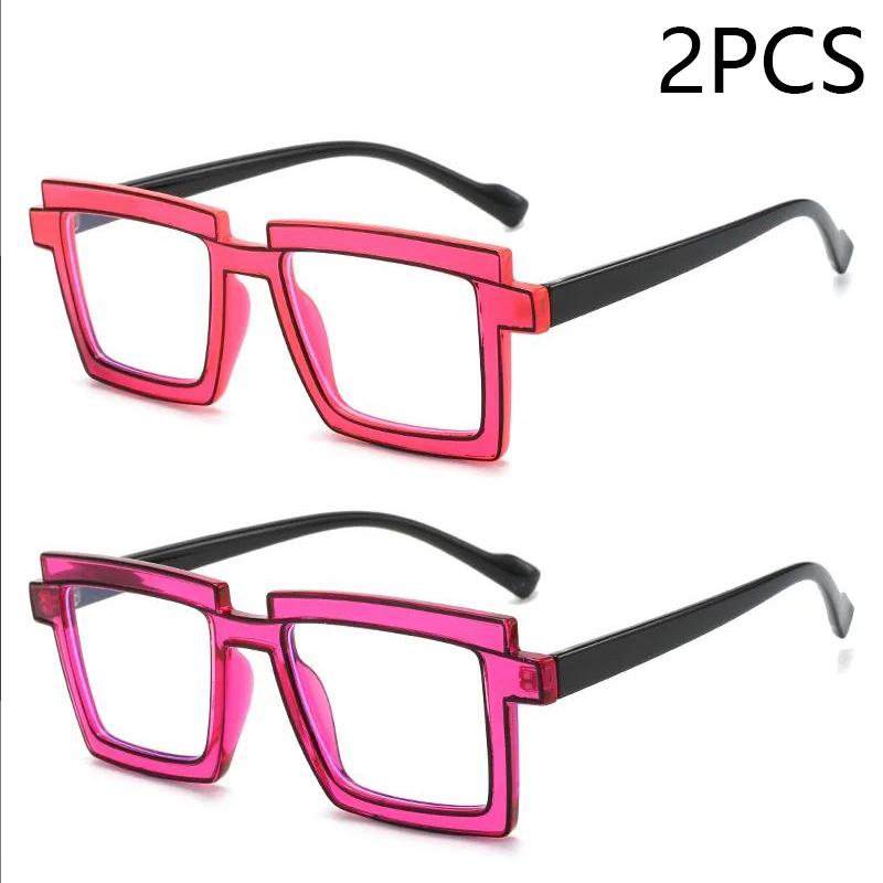 Two Dimensional Flat Lens Ins Square Anti-blue Glasses Frame Personality Trend Glasses
