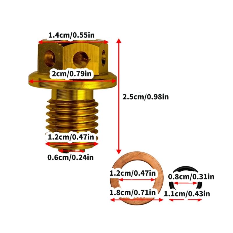 M14x1.5 Motorcycle Magnetic Oil Drain Bolt Screw Heat Resistant Aluminum Oil Sump Drain Plug Nut Modification Accessory