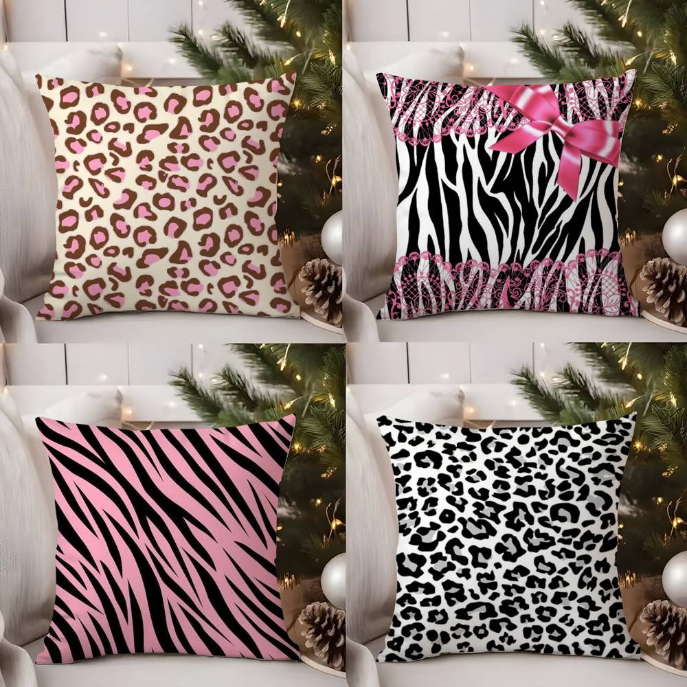 Y2K Fashion Leopard Print Pillow Case Sofa Short Plush Double-Sided Hd Printing Room Home Office Gift Cushion Cover
