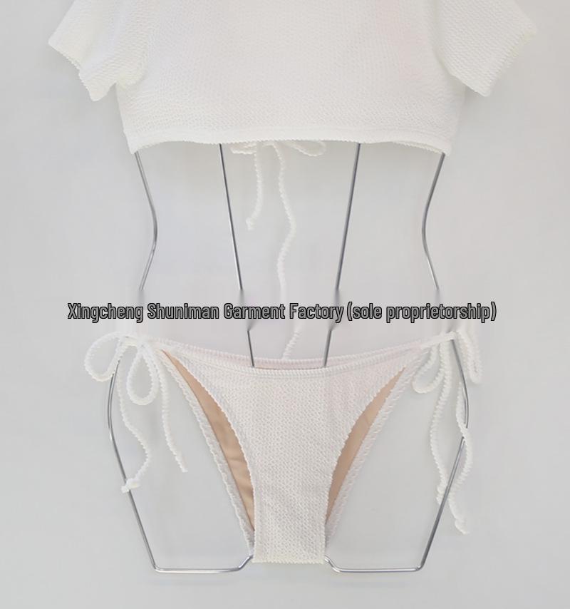 

Роскошный сексуальный однотонный комплект бикини для женщин - Купальник-тройка с вариантами размеров для поддержки груди Large белый