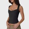 European & American Style Sleeveless Square Neck Crop Top - Casual Hot Girl Vest