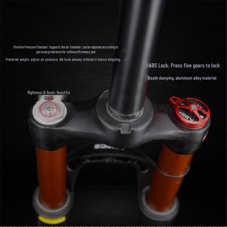 Dual Air Chamber Mountain Bike Fork - 26/27.5/29 Inch, Adjustable Damping, Magnesium Alloy