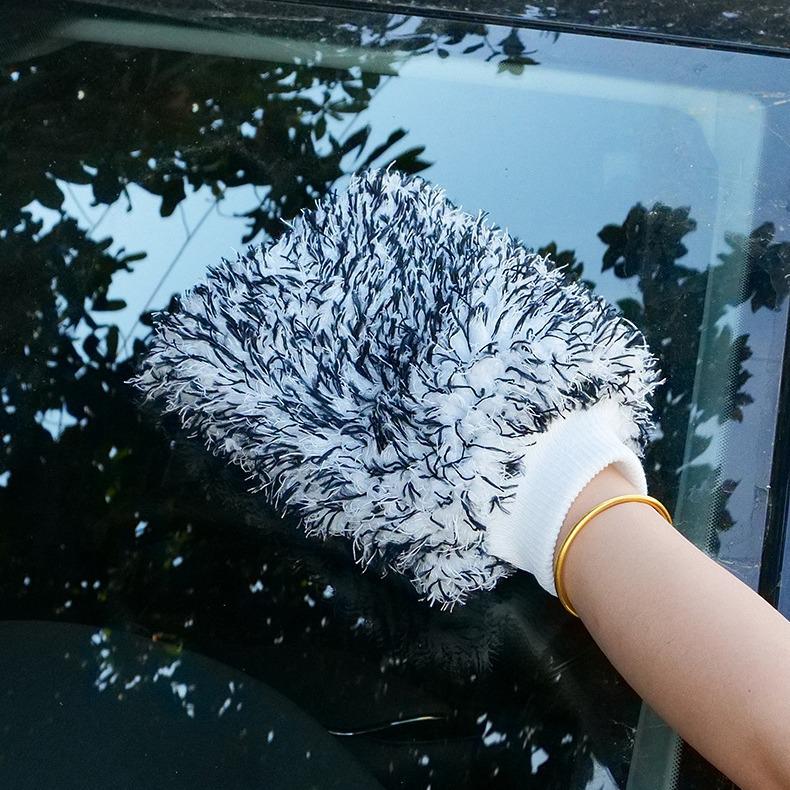 Double-Sided Coral Fleece Car Wash Mitt - Superfine Microfiber, Long Pile for Easy Cleaning