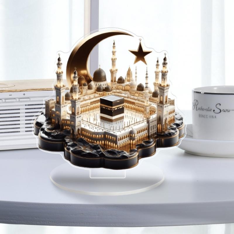 2D Acrylic Moon Craft Decoration For Ramadan Castle Church Architecture Lslamic Decoration Muslim Family Gathering Table Gifts
