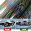 1pc Car Taillight Lamp Film Sticker Car Honeycomb Styling Light Film Car Headlight Decorative Film Auto  Exterior Accessories