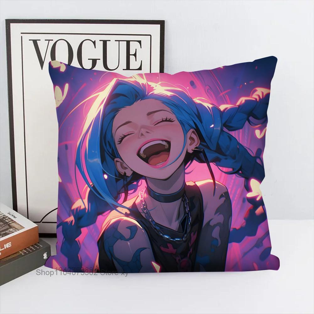 J-Jinx Animated Game Character Pillow Case Square Pillow Bedroom Sofa Leisure Comfort Cushion Car Living Room Home Decoration