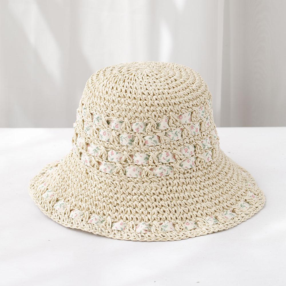

2026 NEW fashion Handmade High quality knit stripe Sun Hat Floppy Summer Hats For Women Beach Panama Straw Dome Bucket Hat 56-58cm