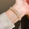 Pearl Beaded Threelayer Open Bracelet With Rhinestone Embellishments For Elegant Womens Jewelry