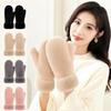 1pair Windproof Plush Gloves Thickened Winter Mittens Simple Full-Finger Gloves  Women