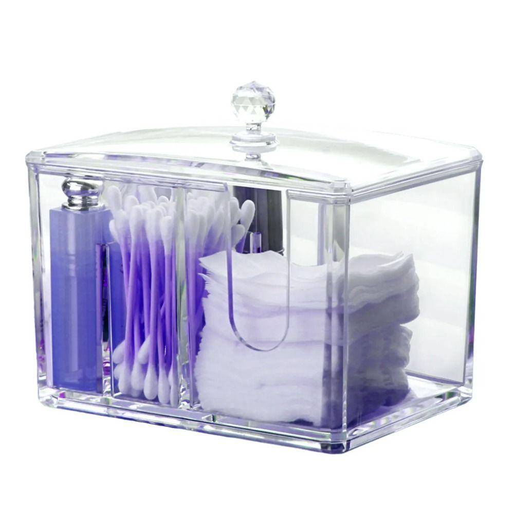 with Cover Cotton Swab Storage Box Clear Cosmetic Stand Jewelry Holder Makeup Divided Box  Sponge