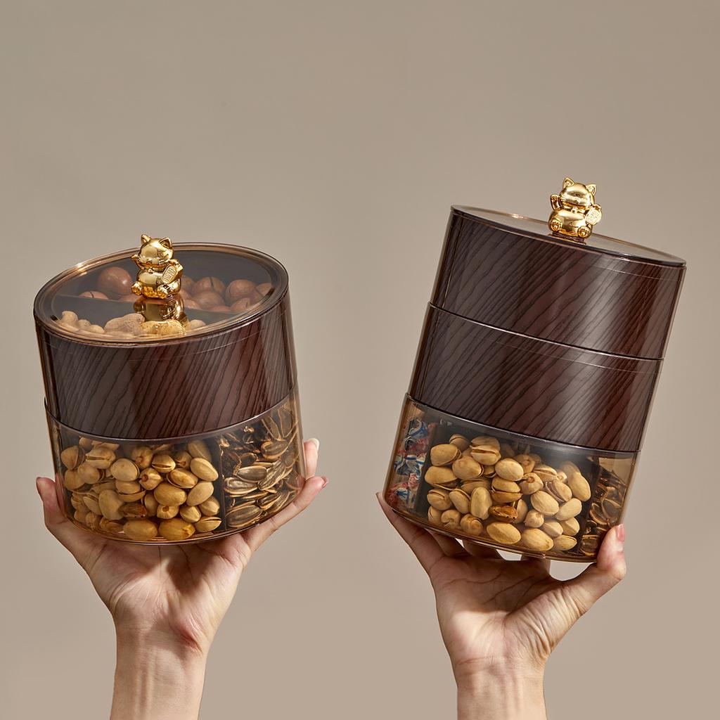 WORTHBUY Stackowany Pojemnik na Żywność z Przegródkami Wodoodporny Plastikowy Organizer na Słodycze Przekąski Szczelny Pojemnik do Przechowywania Suszonych Owoców