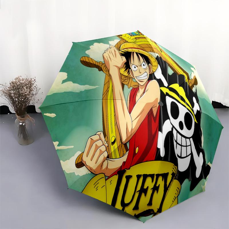 1 PC Automatic Folding Umbrella - One Piece Monkey D Luffy Pattern Portable Foldable Design With 8 Ribs Christmas Birthday Gifts