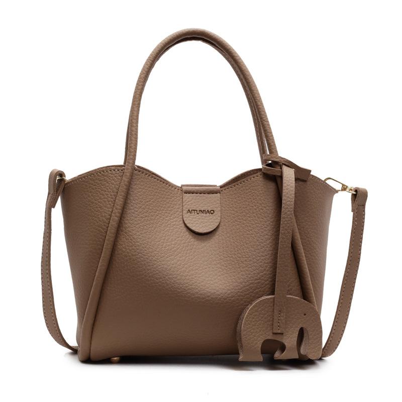 Premium Texture Portable Mother and Child Bag New Retro Fashion Versatile Commuter Vegetable Basket Bucket Bag Messenger Bag