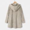 Women's Loose Button Plush Hooded Color Long-sleeved Mid-length Coat