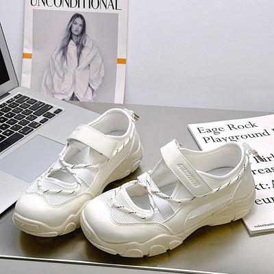 Thick-soled Heightening Senior Dad Shoes Women's Summer New Hollow Breathable Sports Mesh Shoes Sandals