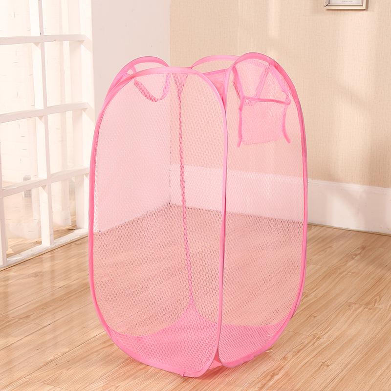 

Solid Color Foldable Laundry Hamper – Breathable Mesh, Large Capacity Storage Basket for Dirty Clothes 40x40x70 cm розовый