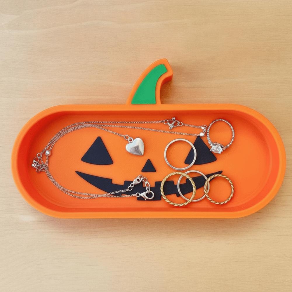 Smooth Finish Pumpkin Organizer Tray Orange Desk Trinket Holder Glasses Storage Case Home Storage
